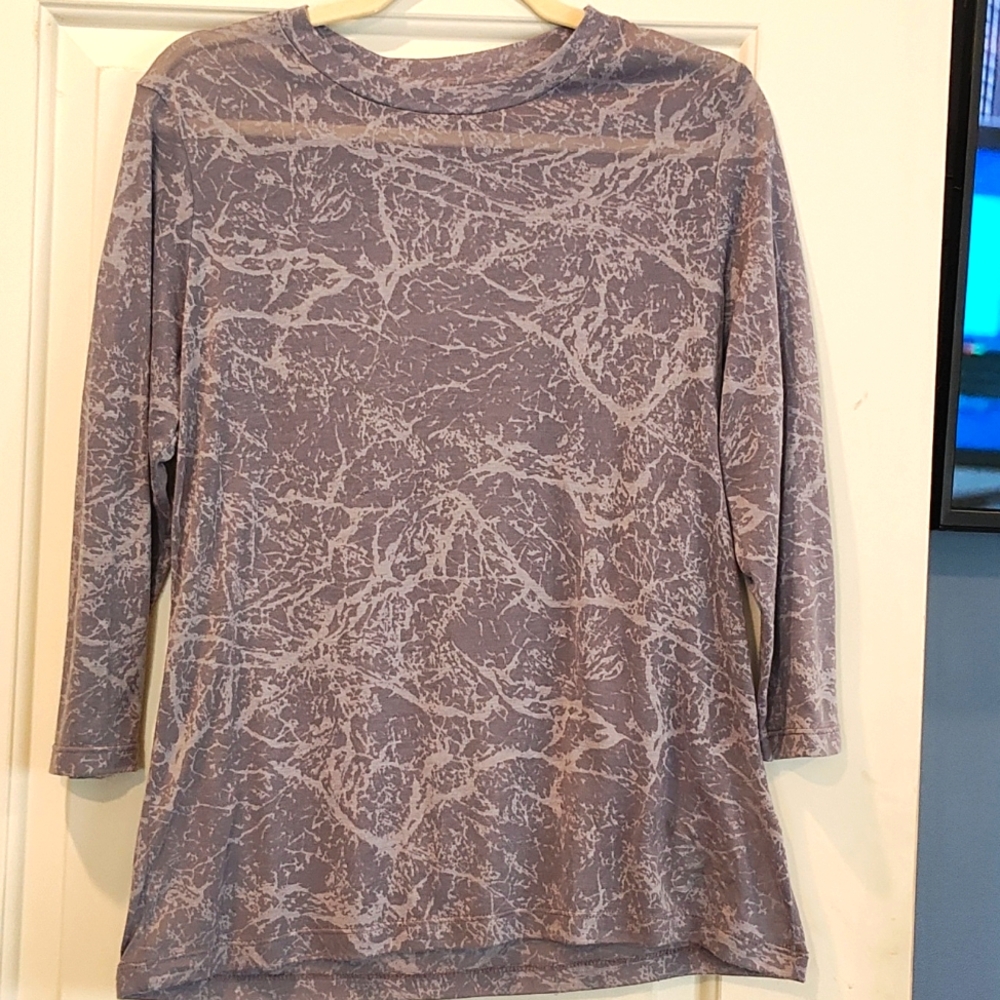 Simply Vera Vera Wang Women's Gray Sheer Long Sleeved Shirt Size L